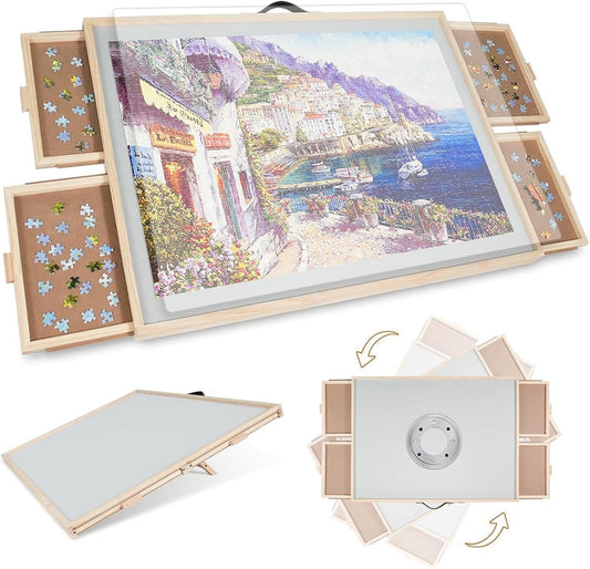 🧩&nbsp;2000-Piece 2-in-1 Tilting & Rotating Wooden Jigsaw Puzzle Board