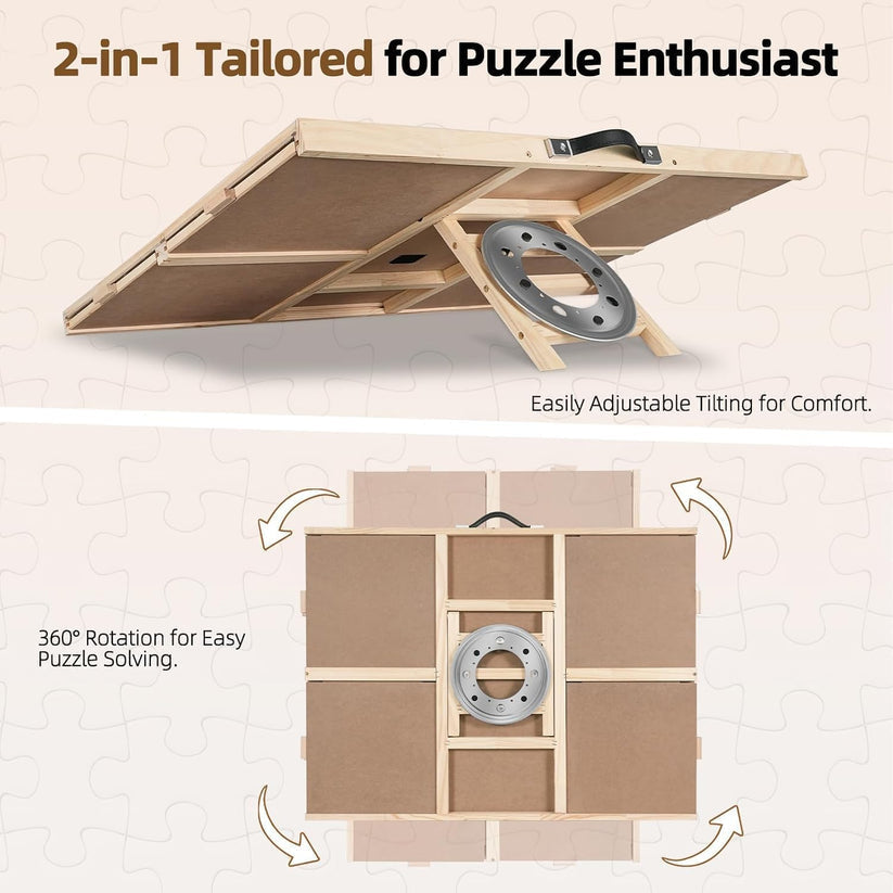 🧩&nbsp;2000-Piece 2-in-1 Tilting & Rotating Wooden Jigsaw Puzzle Board