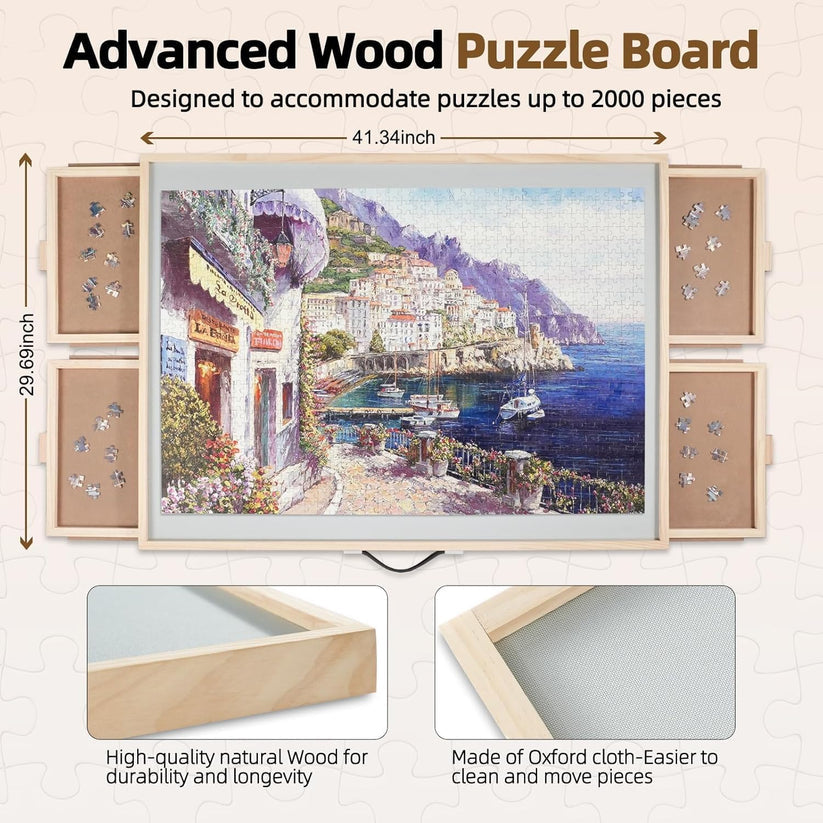 🧩&nbsp;2000-Piece 2-in-1 Tilting & Rotating Wooden Jigsaw Puzzle Board