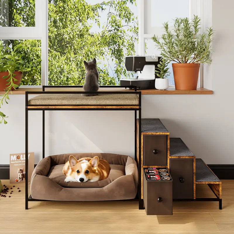 Pet Window Perch + Stairs + Storage