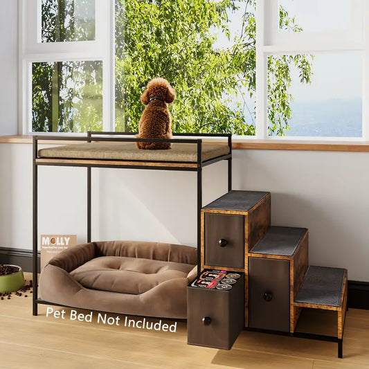 Pet Window Perch + Stairs + Storage