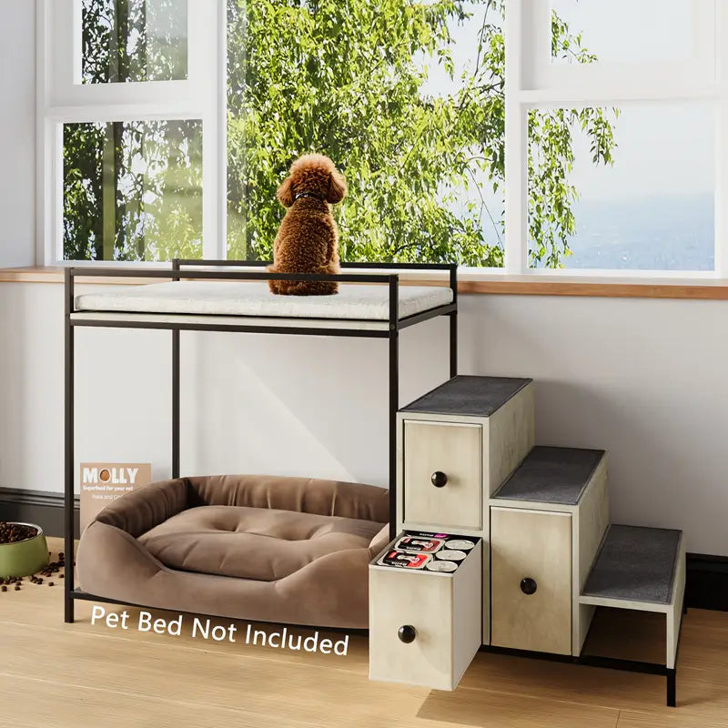 Pet Window Perch + Stairs + Storage
